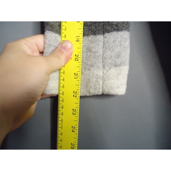 Talbots Color Block Wool Blend Longline Cardigan Coat Petite Black White Grey - Picture 7 of 9